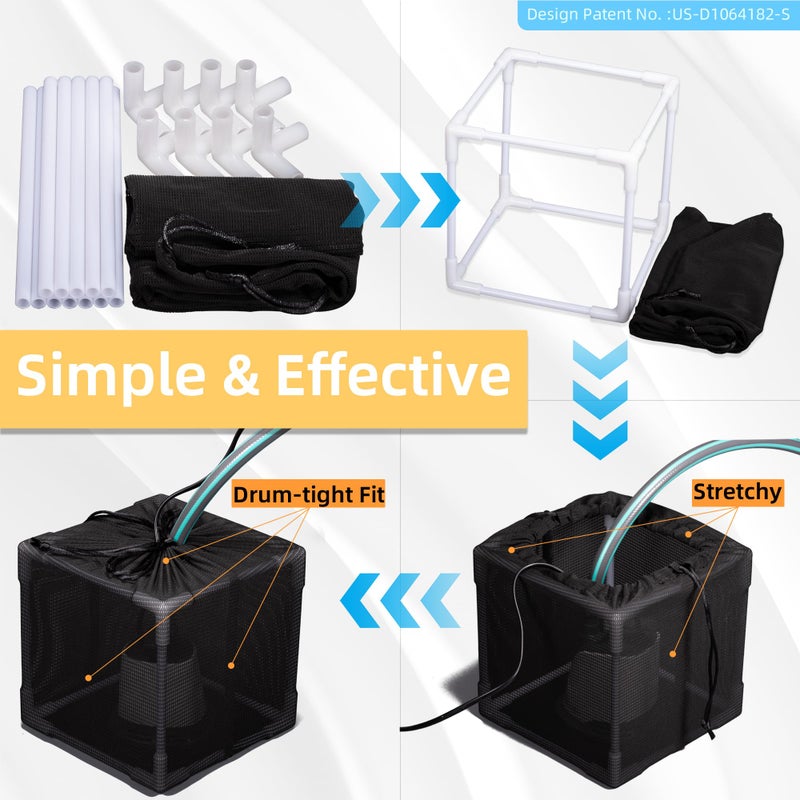 Fineday Pond Filter, Anti-Clogging Cube Outdoor Mesh Water Pump Barrier Bag Box Basket (7"" x 2 Pack) - Image 5